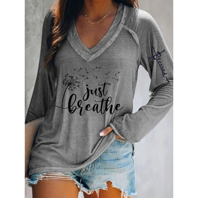 Just Breathe Printed Women's T-shirt