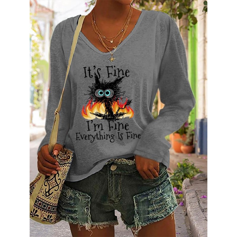 It's Fine I'm Fine Everything Is Fine Printed Wome...