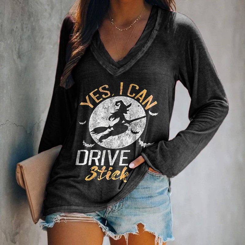 Yes, I Can Drive A Stick Printed Long-sleeved T-sh...